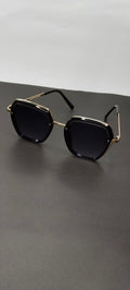Gold Hexagon Dark Lens Sunglasses