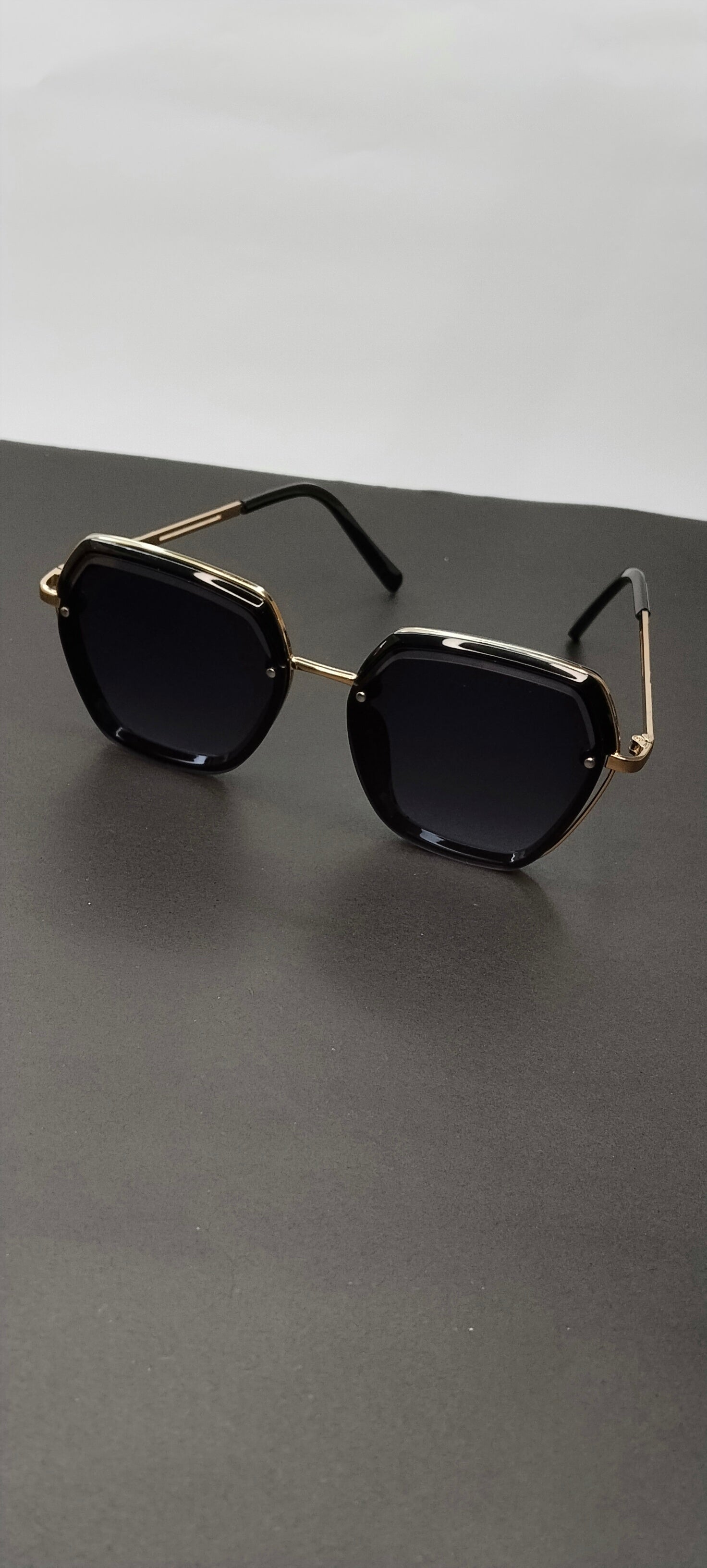 Gold Hexagon Dark Lens Sunglasses