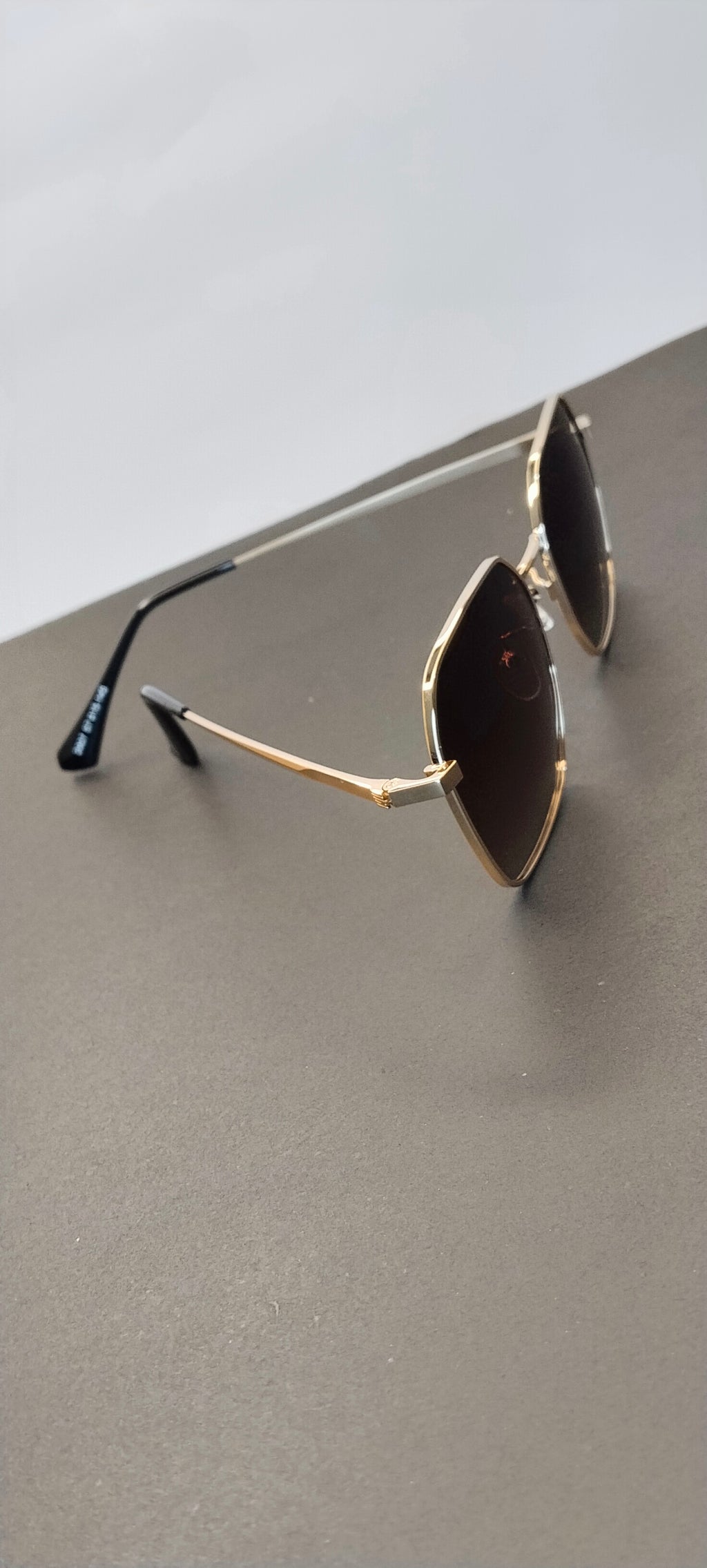 Gold Hexagon Dark Lens Sunglasses