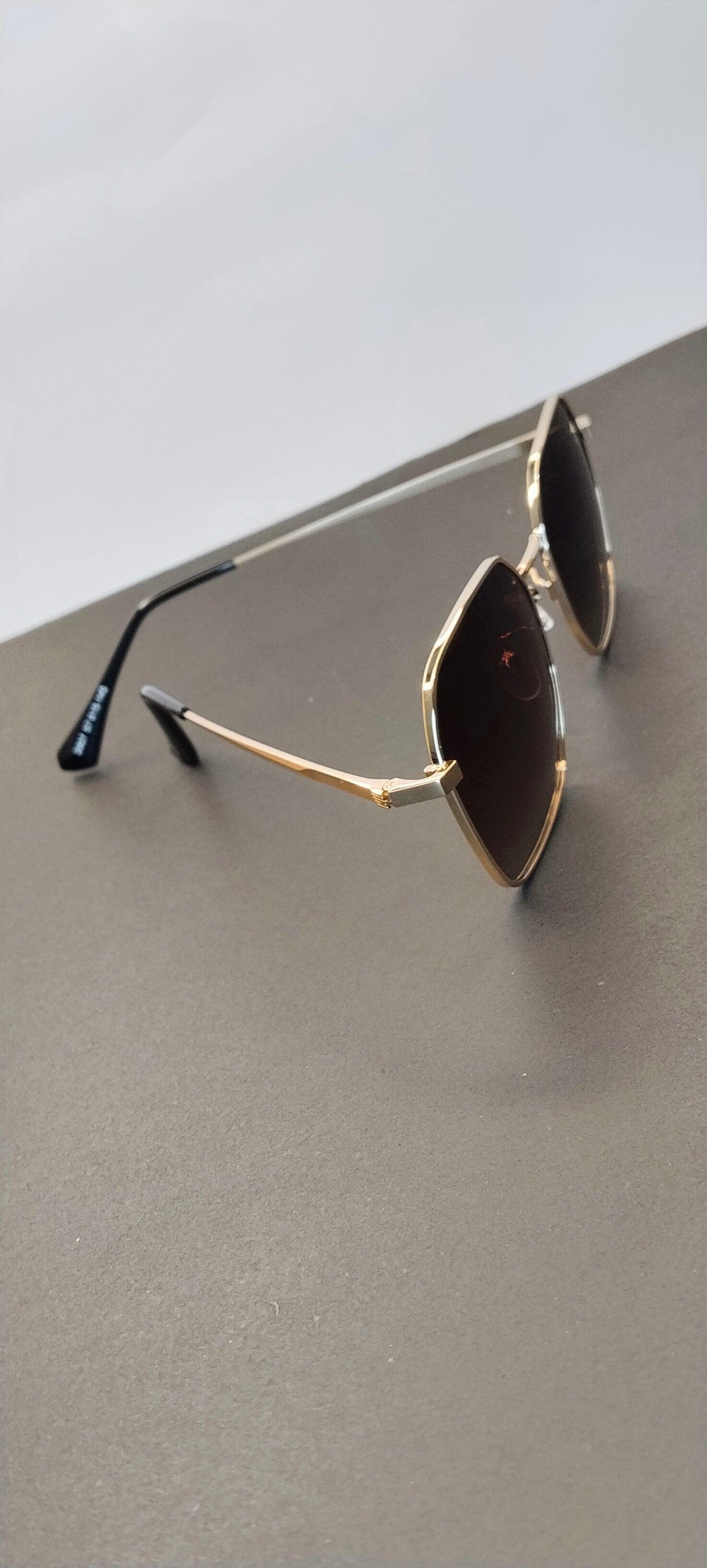 Gold Hexagon Dark Lens Sunglasses