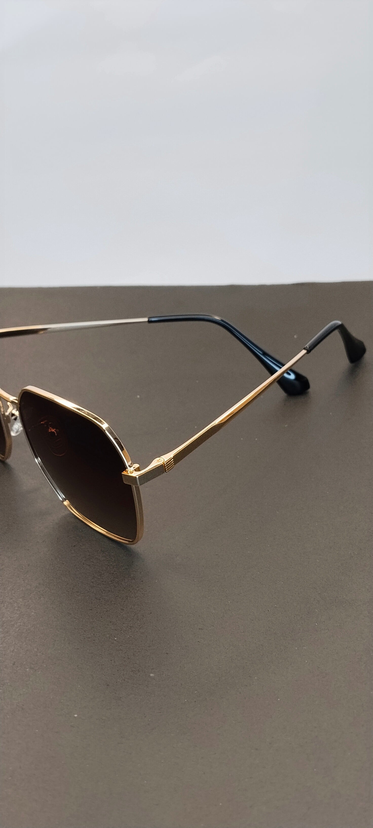 Gold Hexagon Dark Lens Sunglasses