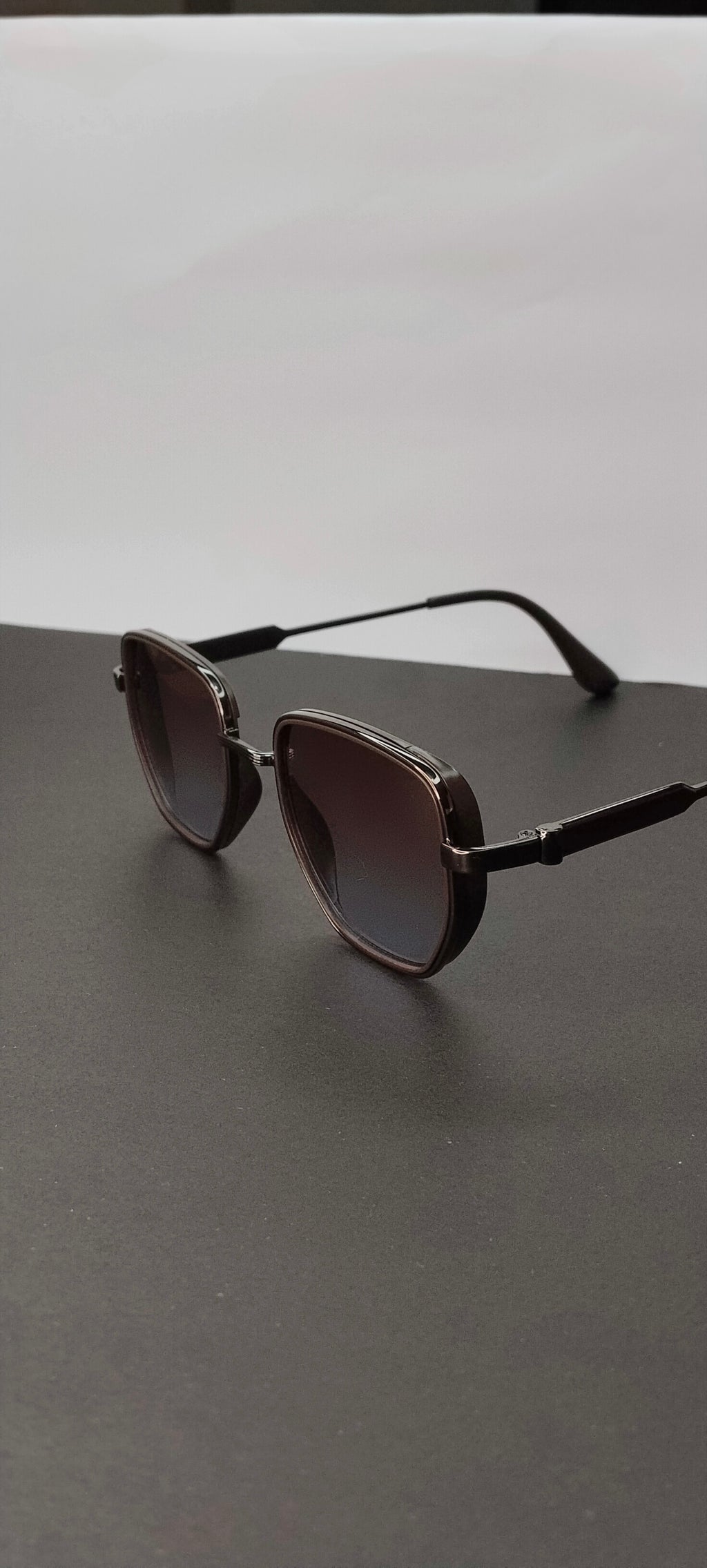 Gunmetal Oversized Shield Gradient Sunglasses