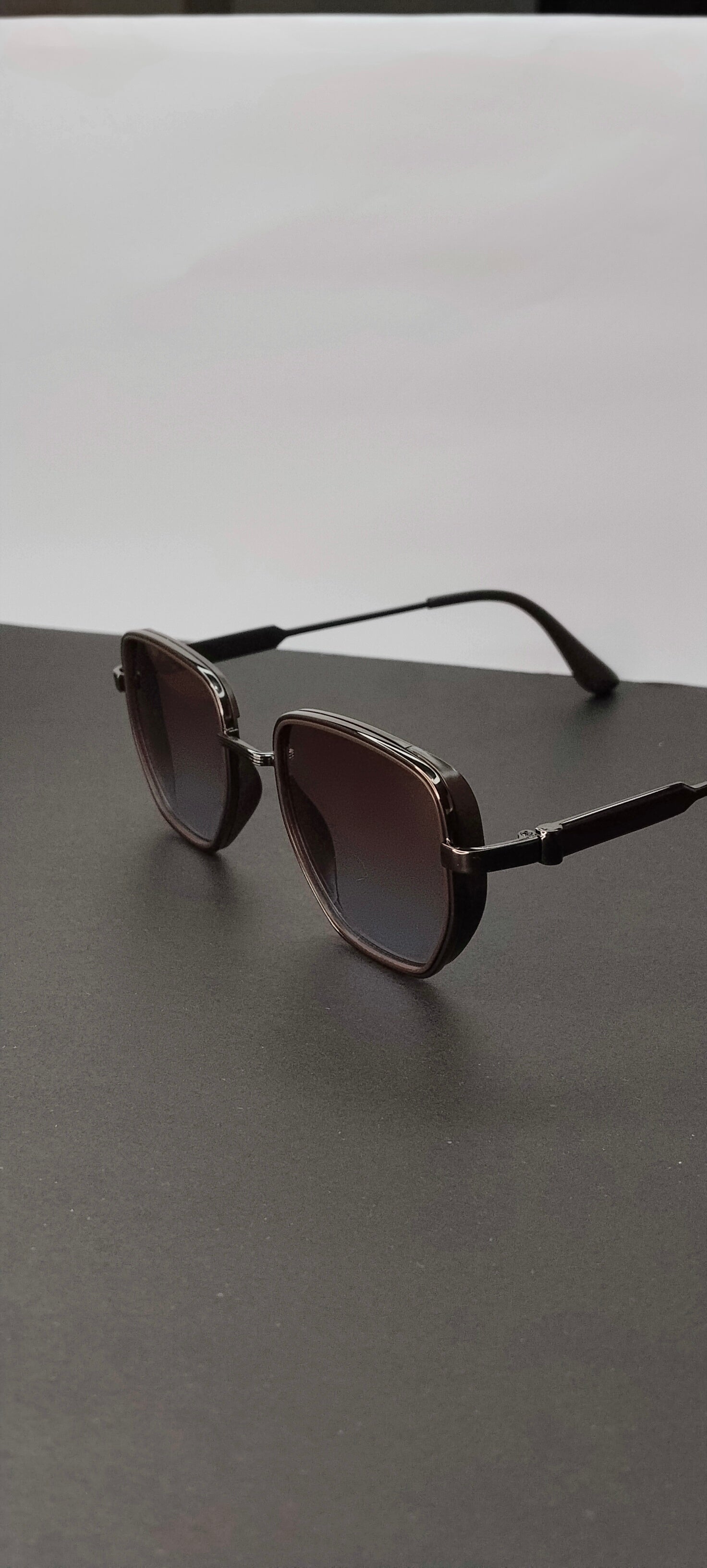 Gunmetal Oversized Shield Gradient Sunglasses