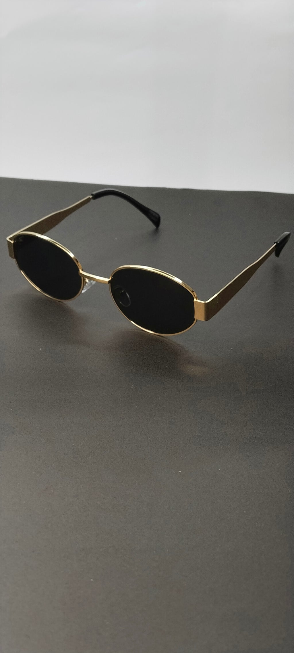 Retro Gold Oval Dark Lens Sunglasses