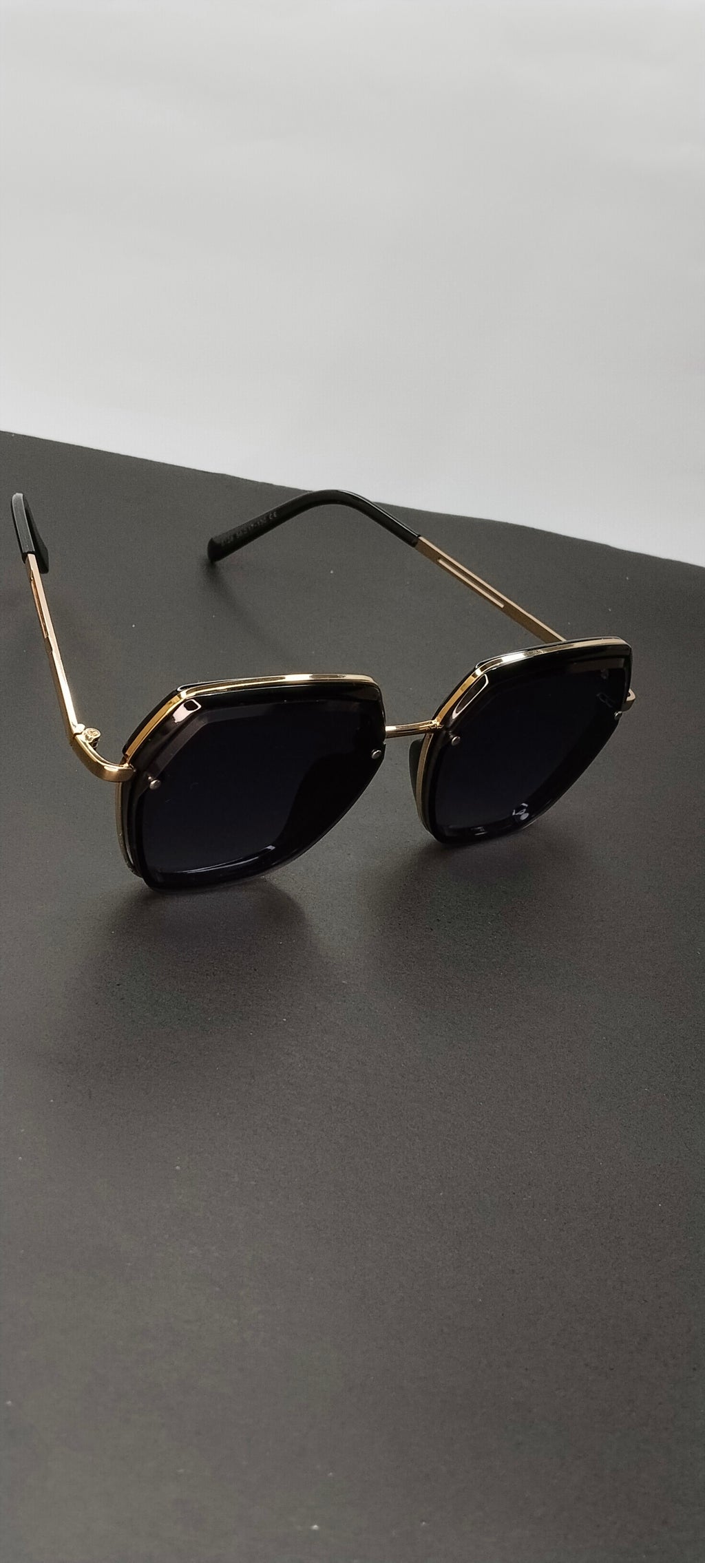 Gold Hexagon Dark Lens Sunglasses