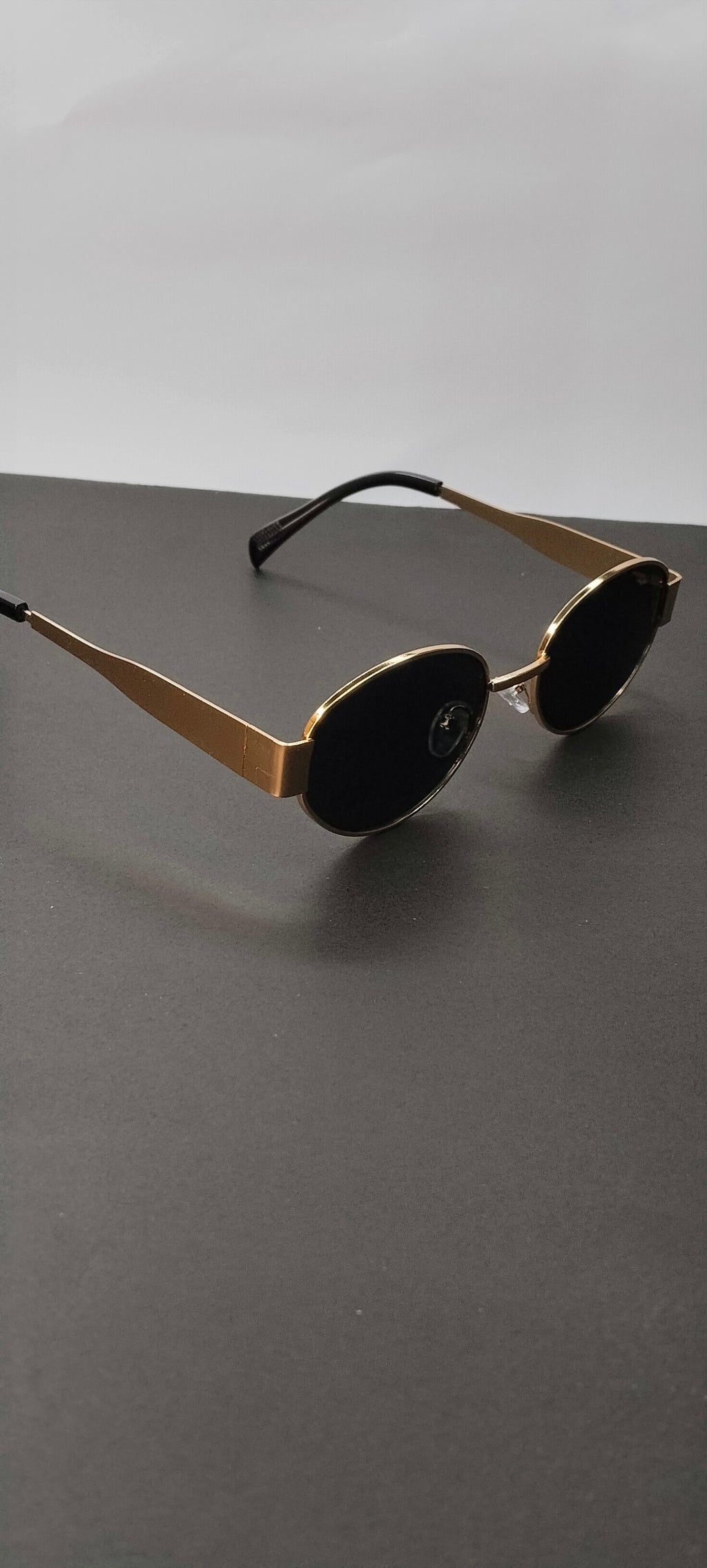 Retro Gold Oval Dark Lens Sunglasses