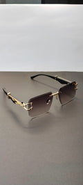 Gold Panther Rimless Rectangle Sunglasses