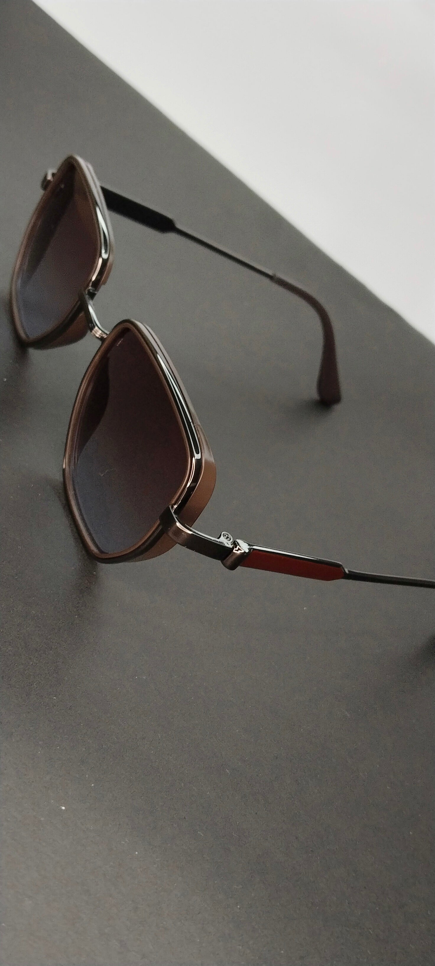Gunmetal Oversized Shield Gradient Sunglasses