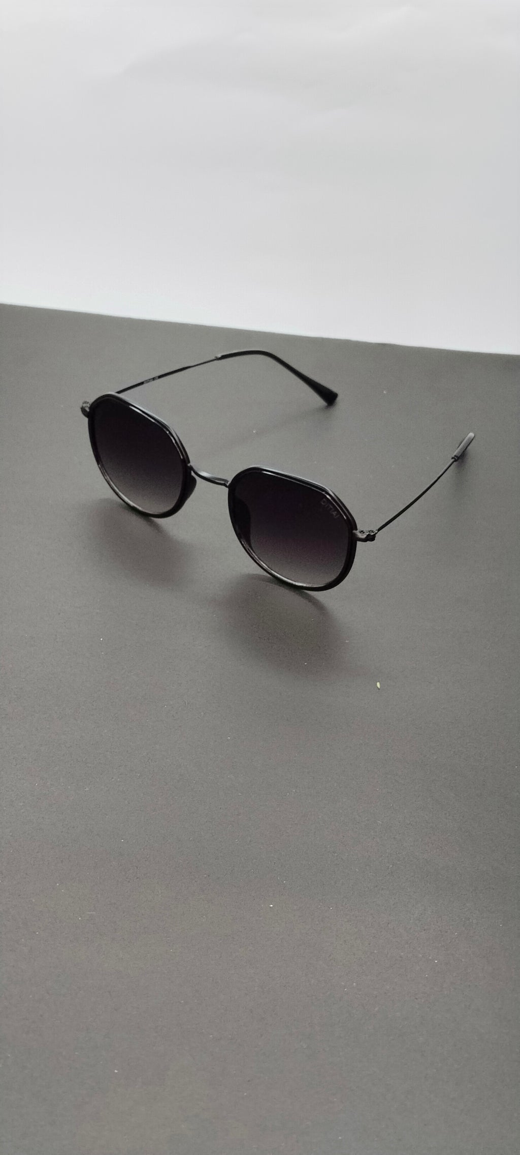 Geometric Matte Black Sunglasses