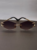 Diamond Cut Rimless Geometric Gold Sunglasses
