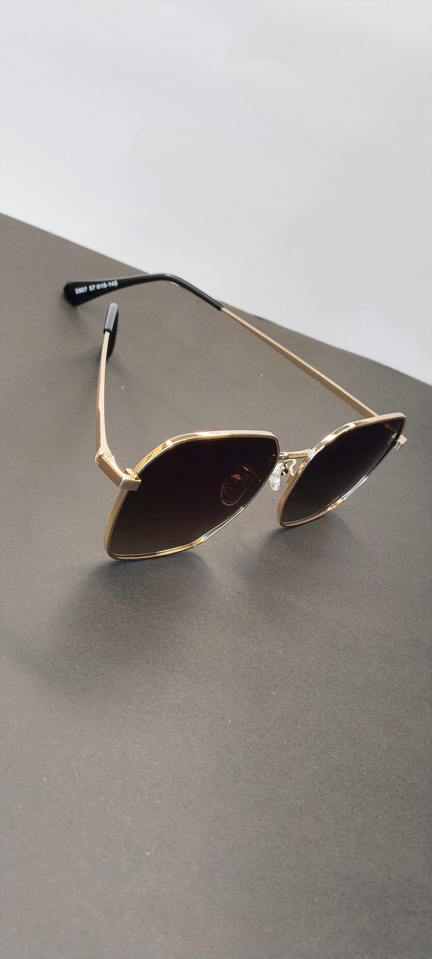 Gold Hexagon Dark Lens Sunglasses