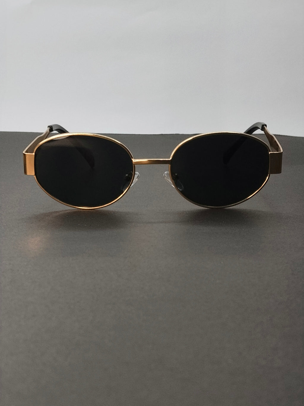 Retro Gold Oval Dark Lens Sunglasses