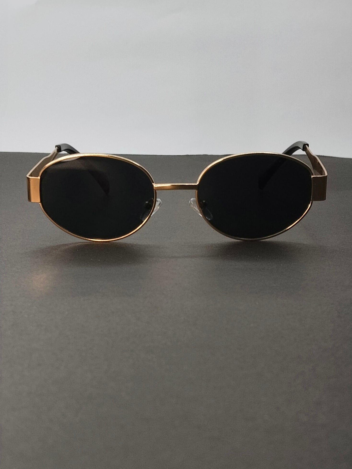 Retro Gold Oval Dark Lens Sunglasses
