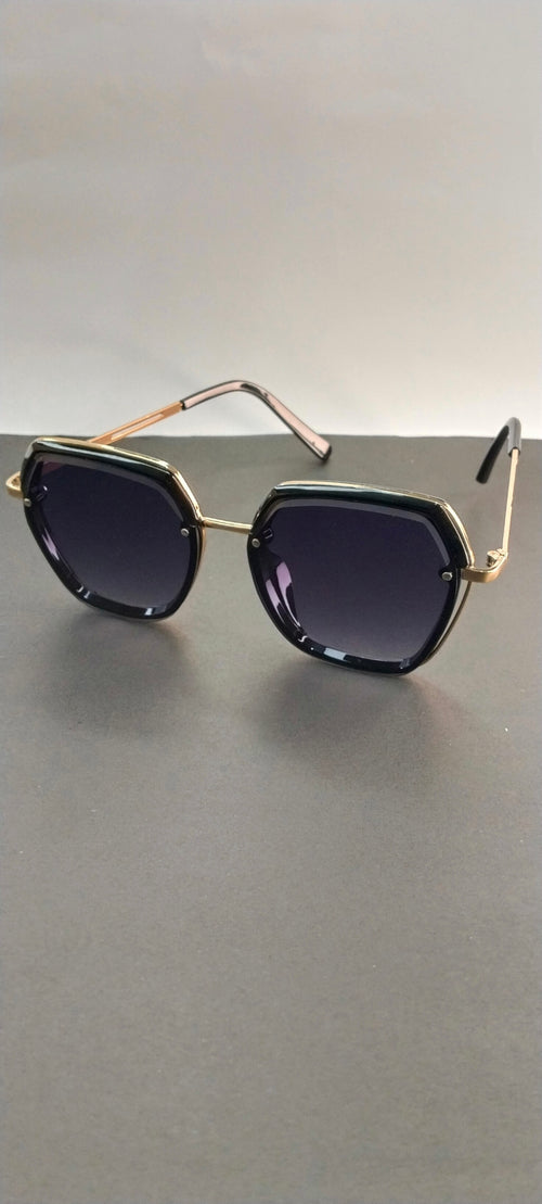 Gold Geometric Gradient Brown Sunglasses