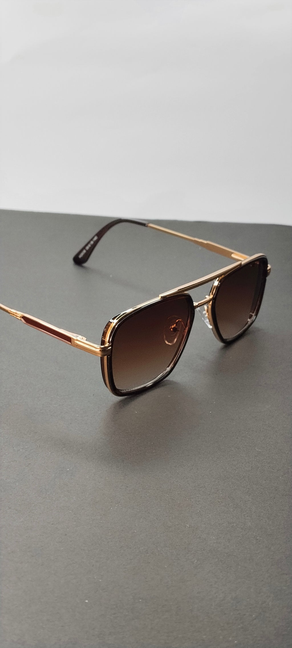 Gold Hexagon Gradient Sunglasses Double Bridge Frame