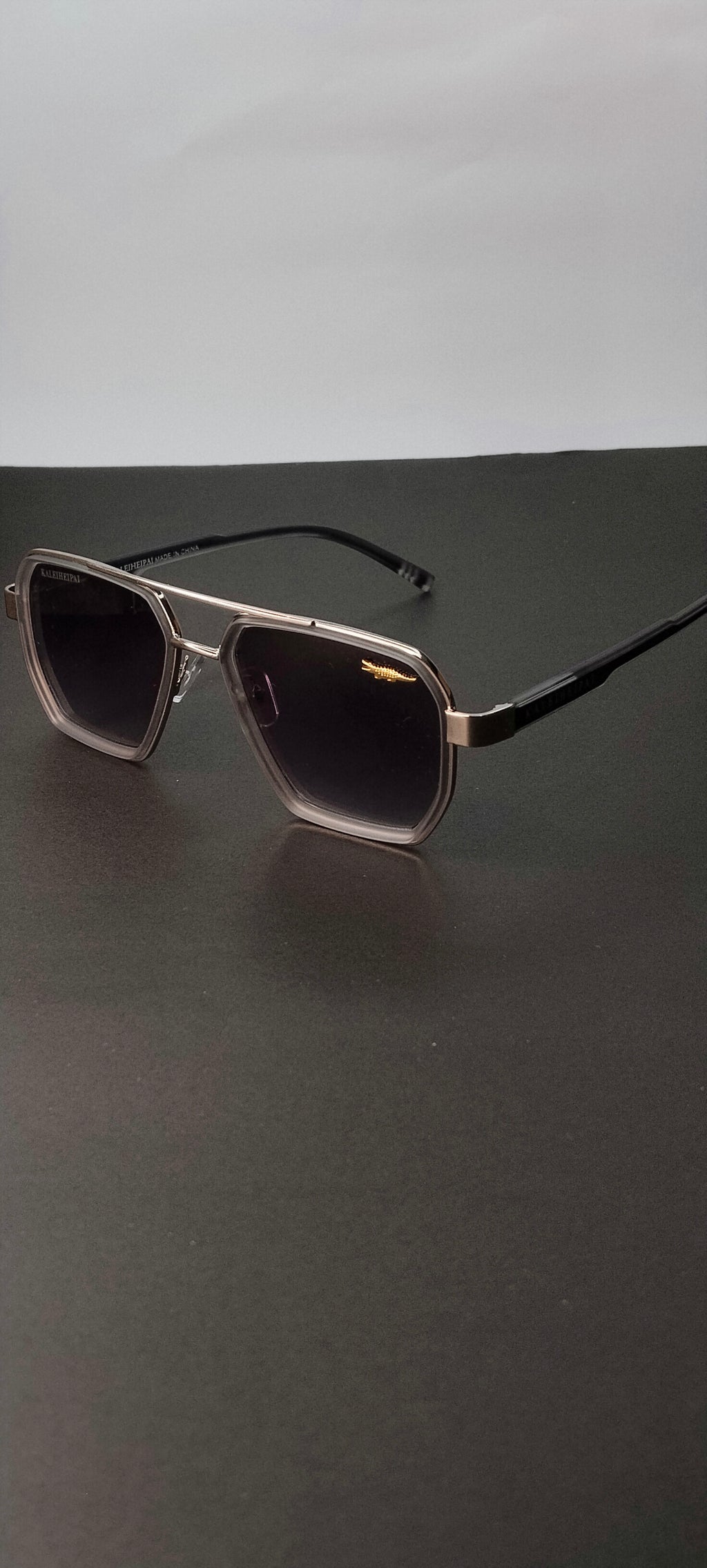 Champagne Gold Navigator Geometric Sunglasses