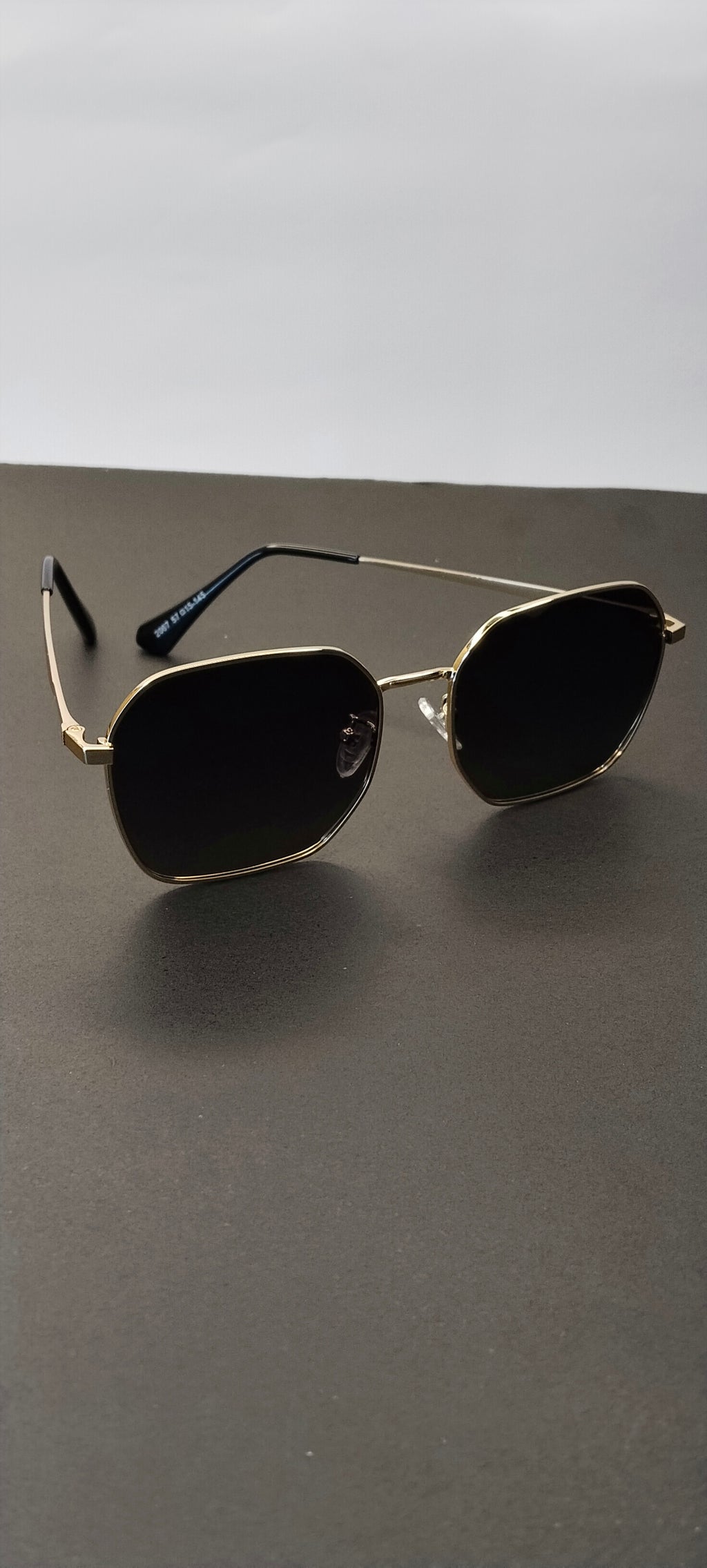 Gold Hexagon Dark Lens Sunglasses