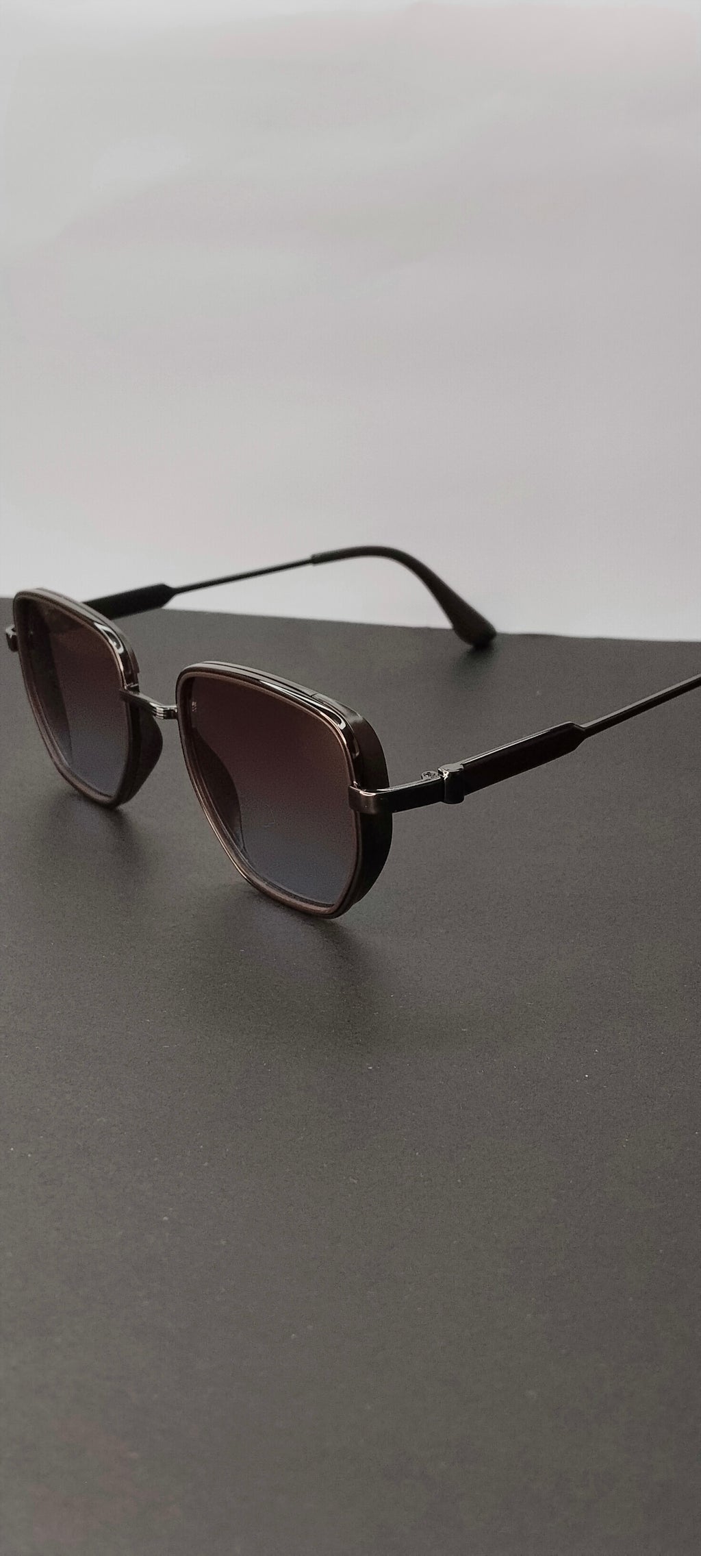 Gunmetal Oversized Shield Gradient Sunglasses