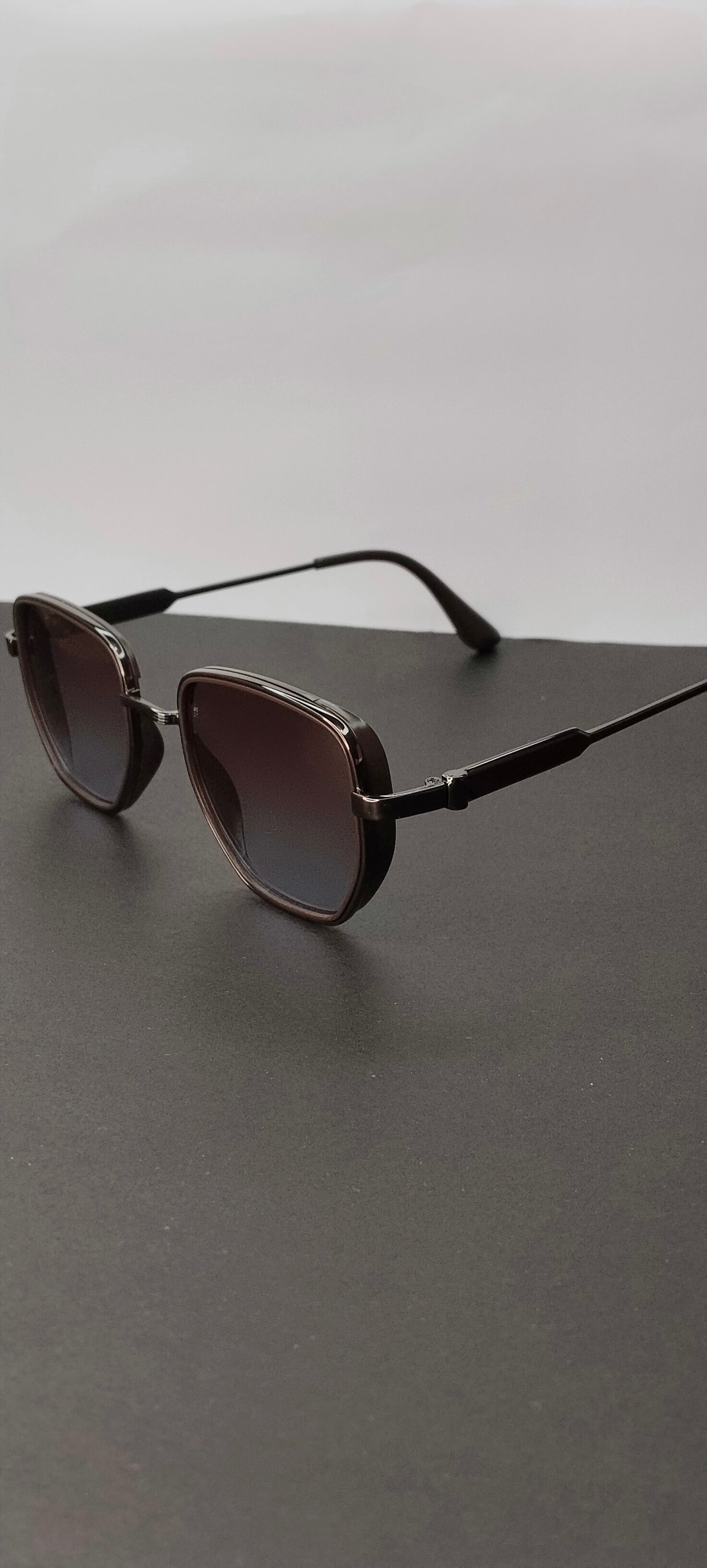 Gunmetal Oversized Shield Gradient Sunglasses