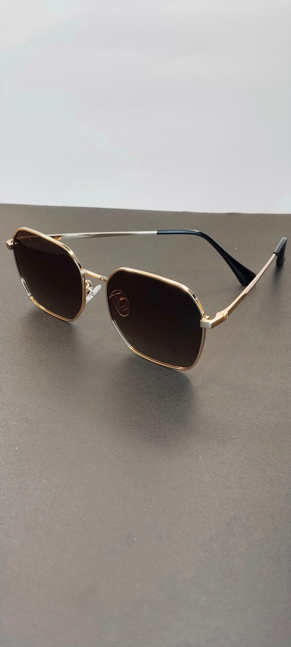 Gold Hexagon Dark Lens Sunglasses