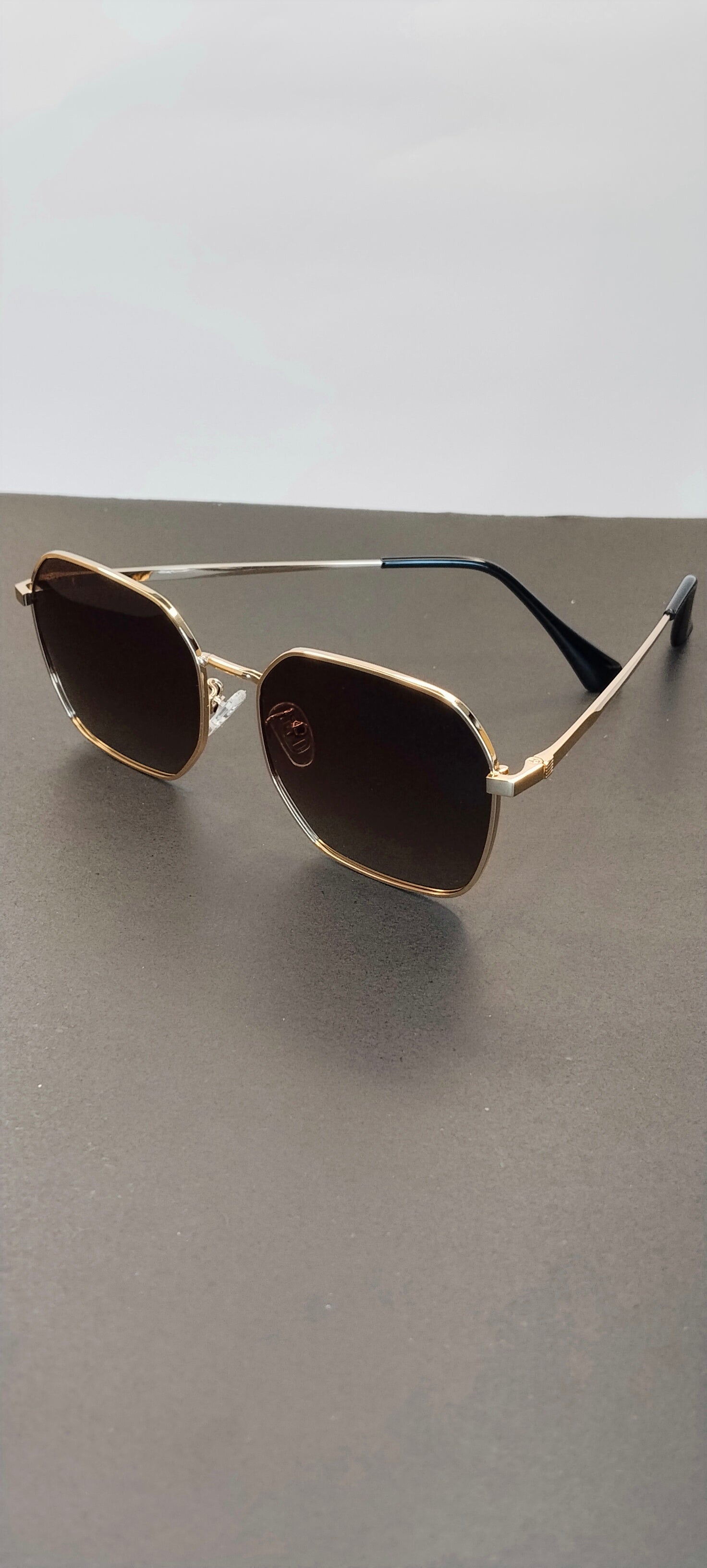 Gold Hexagon Dark Lens Sunglasses