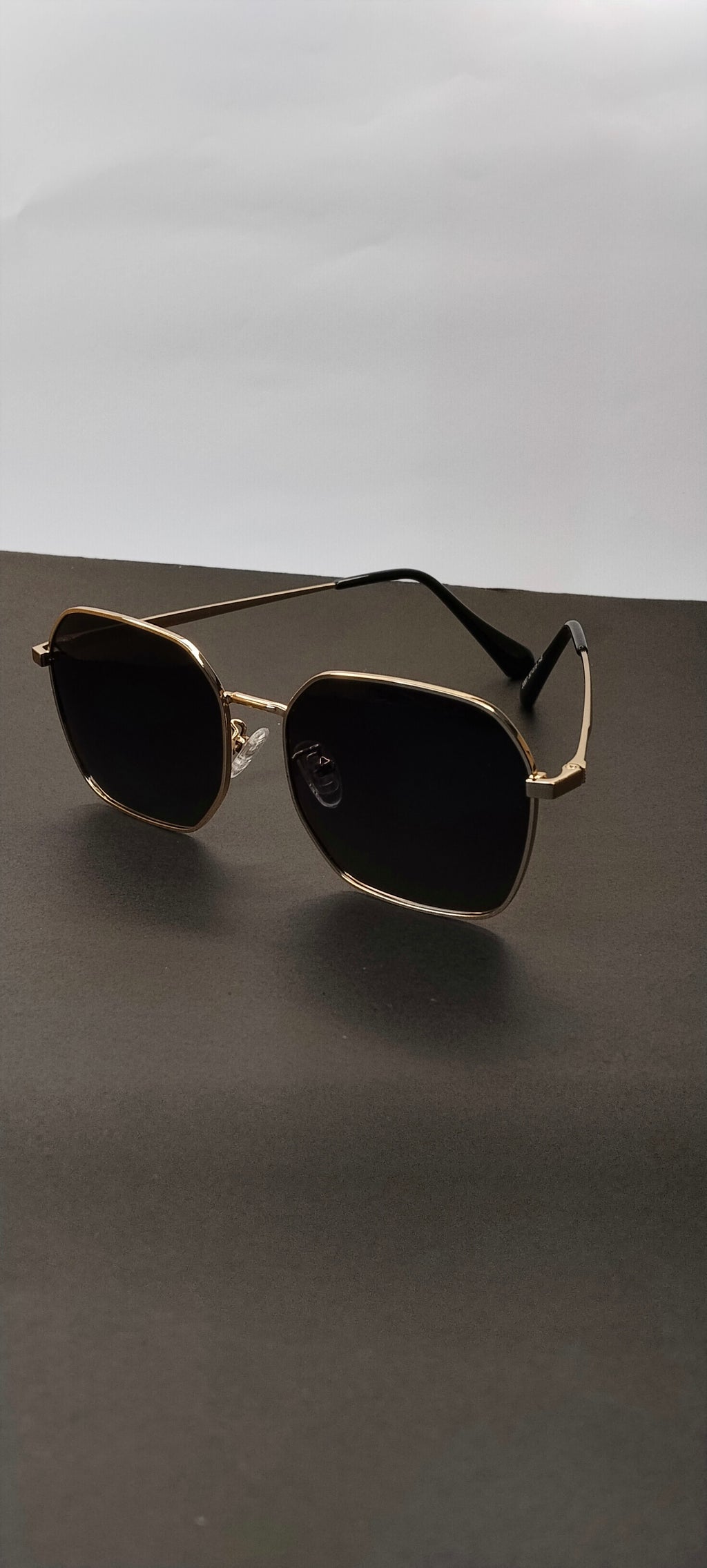 Gold Hexagon Dark Lens Sunglasses
