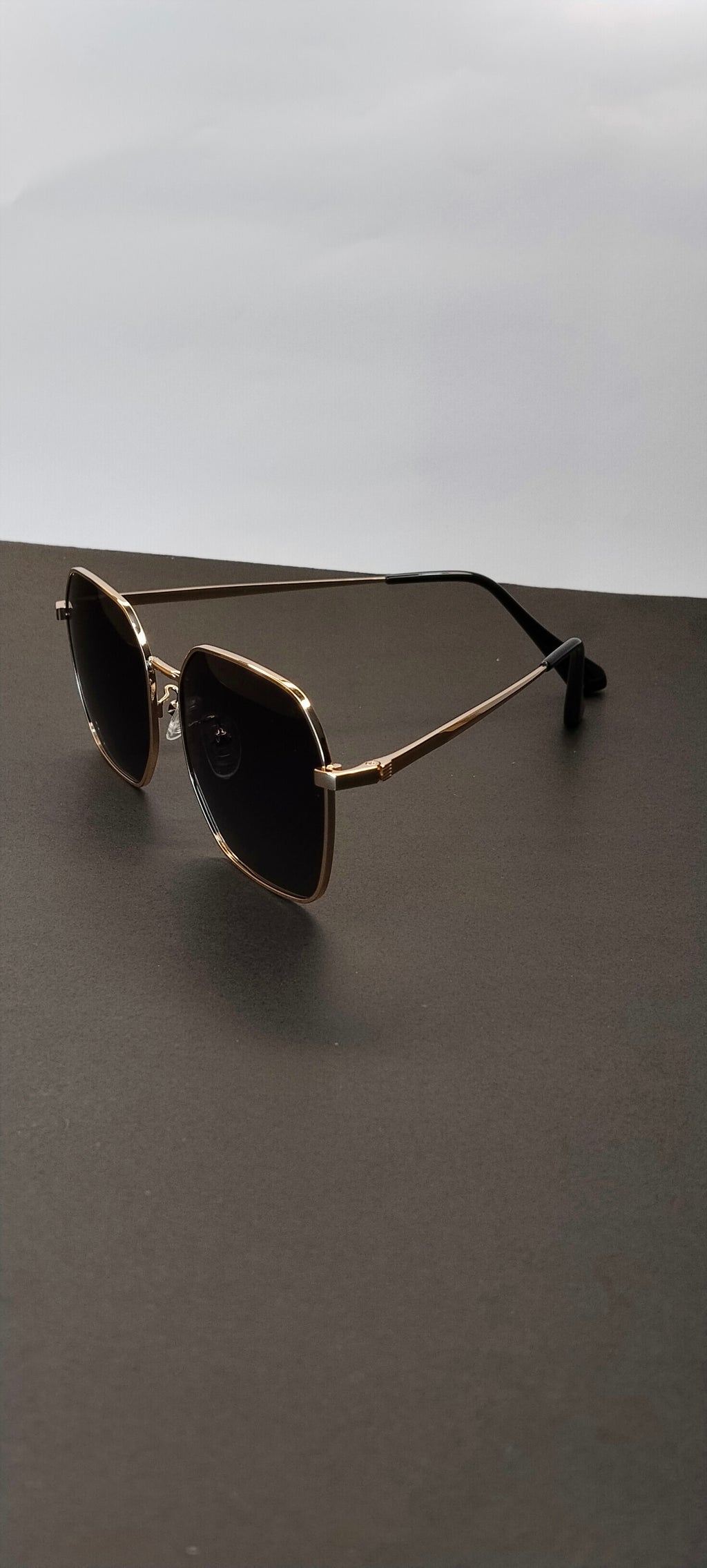 Gold Hexagon Dark Lens Sunglasses